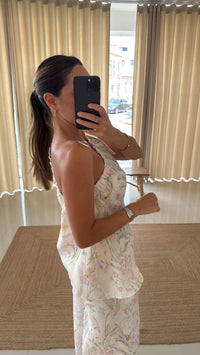 Conjunto linho top florido