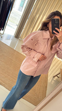 Gabardine bordada rosa