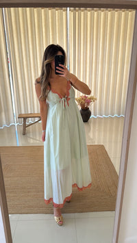 Vestido verde água renda