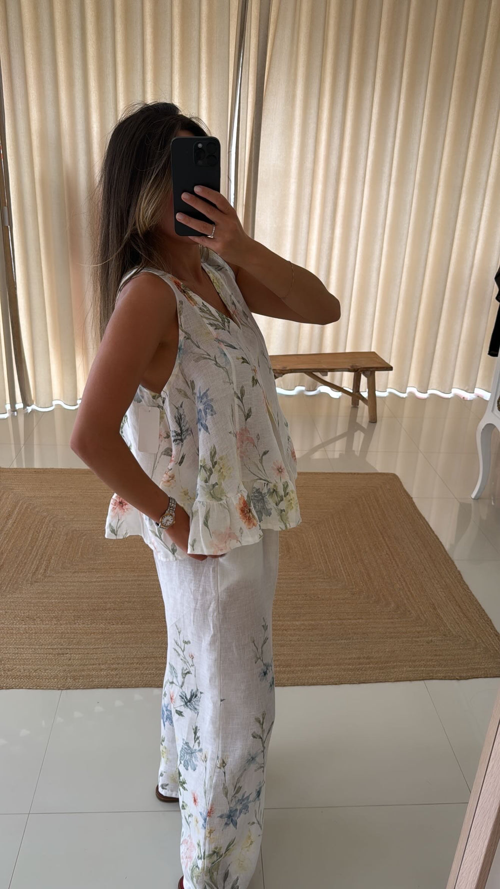 Conjunto de linho florido