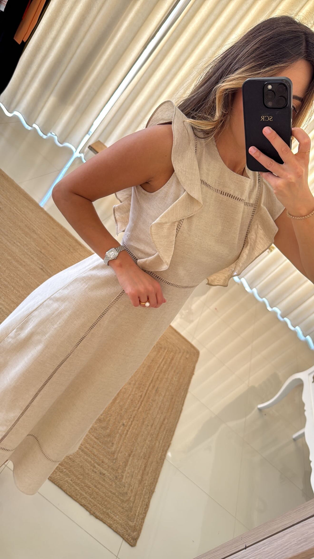 Vestido Linho Bege