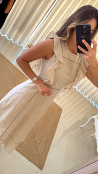 Vestido Linho Bege