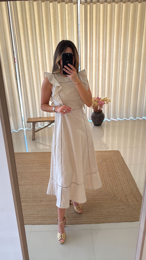 Vestido Linho Bege