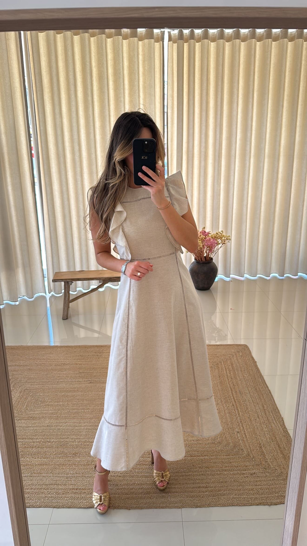 Vestido Linho Bege