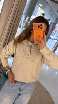 Camisola malha fecho pérola