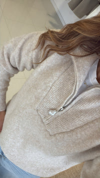 Camisola malha fecho pérola