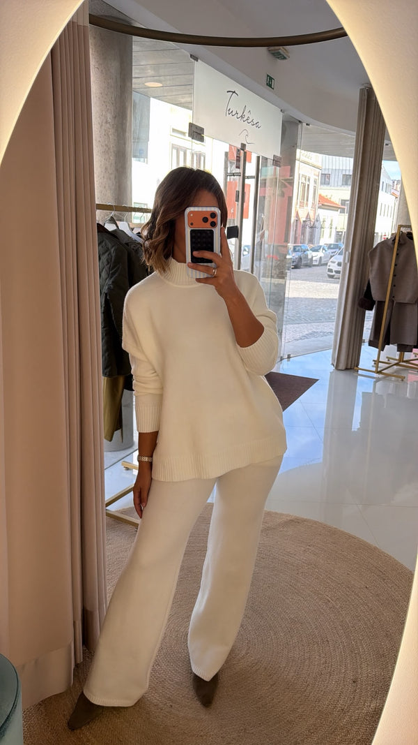 Conjunto de malha meia gola