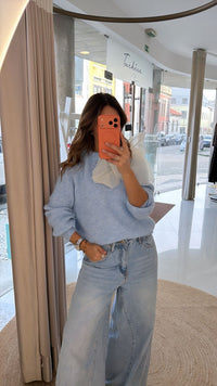 Camisola Azul Bebé com Laço em Organza