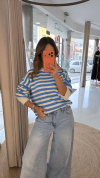 Camisola às Riscas Azul & Branco