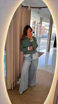 Camisola de Malha Texturada Verde