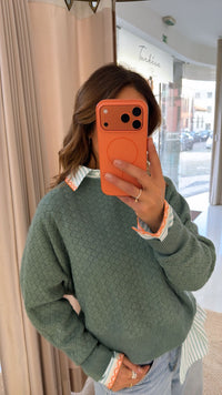 Camisola de Malha Texturada Verde