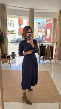 Vestido de malha plissado