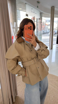 Parka com Capa Amovível Bege