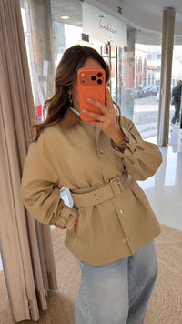 Parka com Capa Amovível Bege